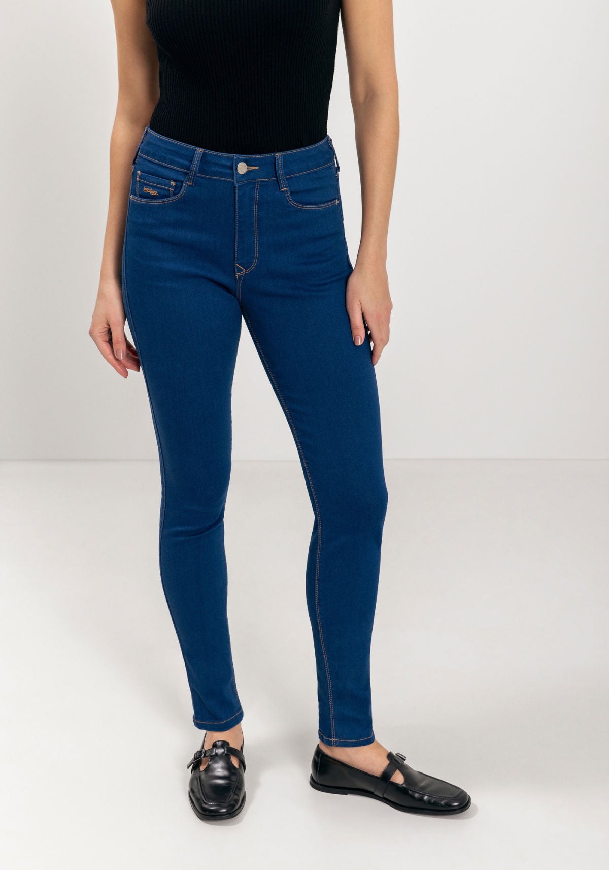 Calça Jeans Skinny De Cintura Alta Lez A Lez Feminino 9498L
