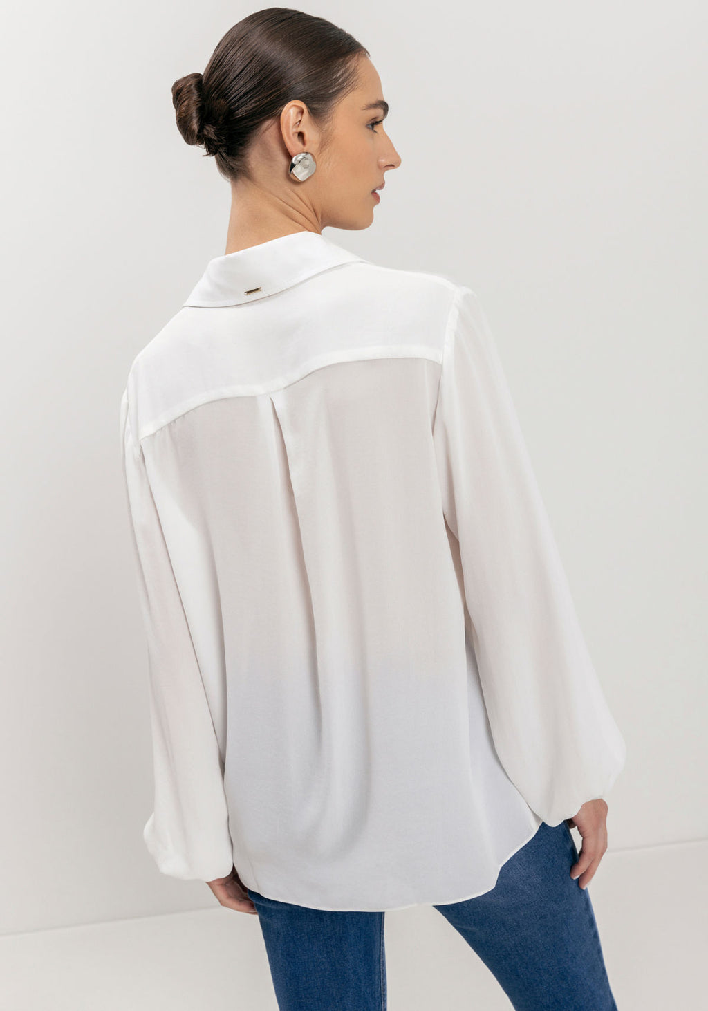 Camisa Lisa Alongada Com Mangas Lez A Lez Feminino 9163E