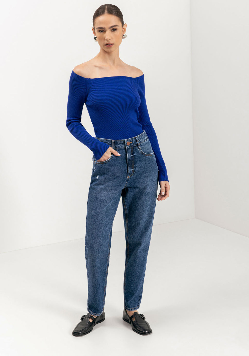 Calça Mom Jeans Com Cintura Alta Lez A Lez Feminino 1527E