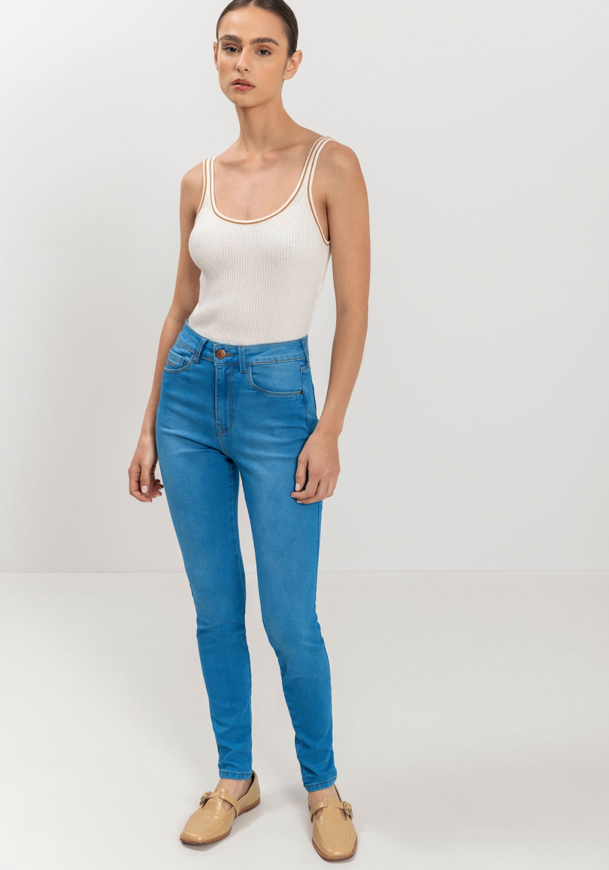 Calça Skinny Jeans Com Bolsos Lez A Lez Feminino 9499L