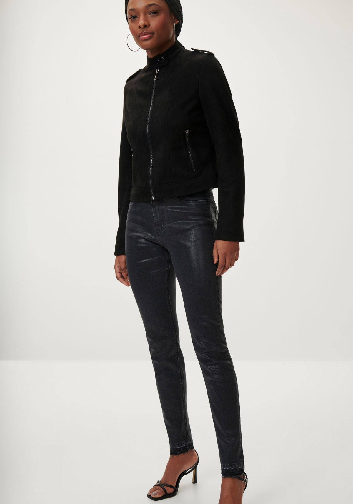 Calça Jeans Skinny Cropped Preta Lez A Lez Feminino 7929L