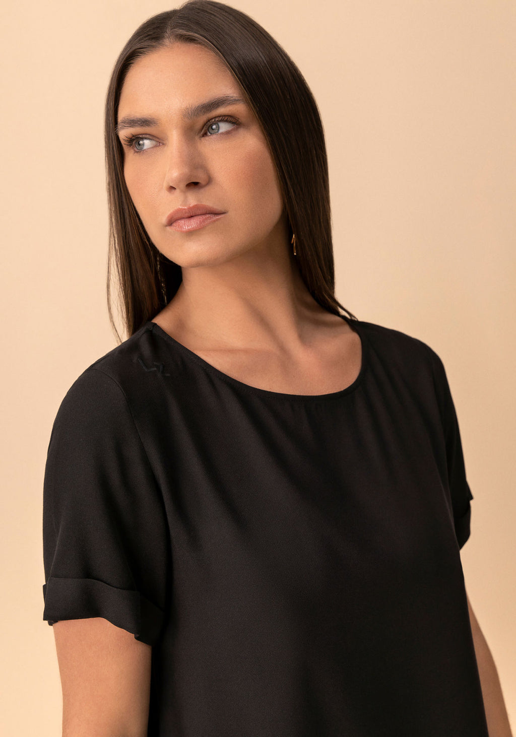 Vestido Curto Básico De Mangas Lez A Lez Feminino 5324E
