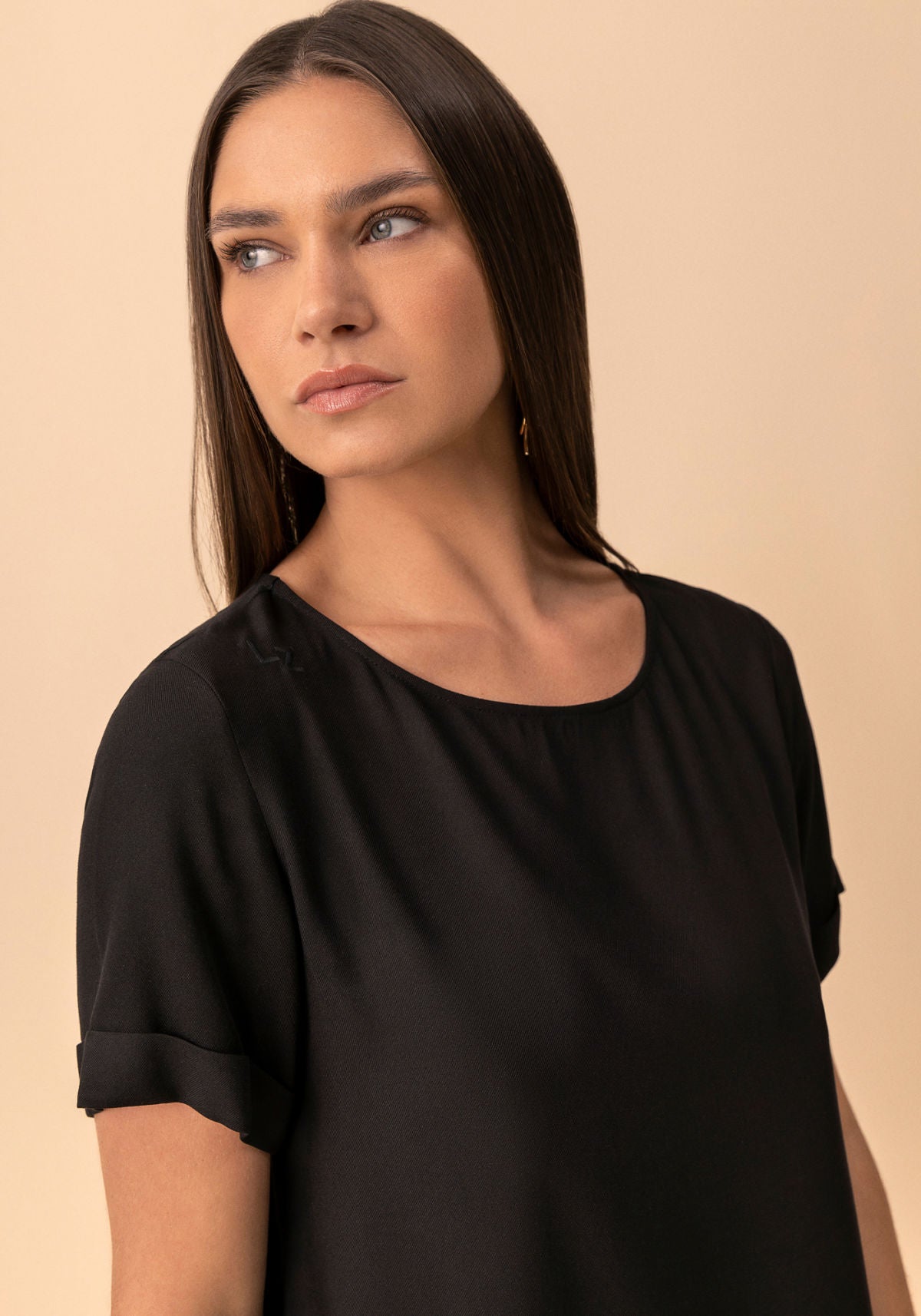 Vestido Curto Básico De Mangas Lez A Lez Feminino 5324E