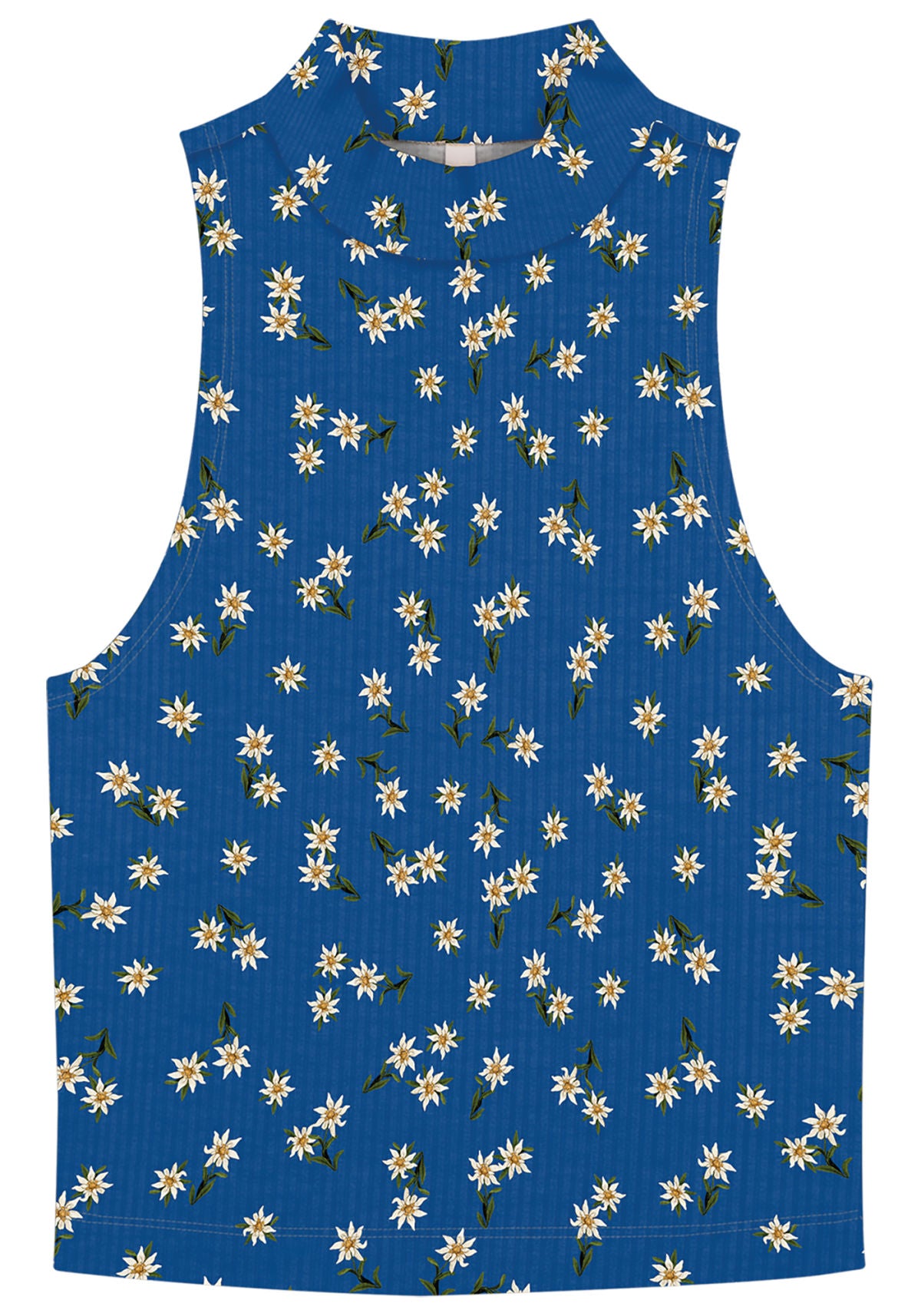 Regata Estampada Canelada com Gola Lez A Lez Feminino 5001L