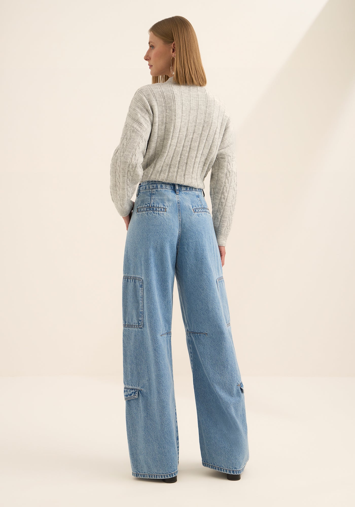 Calça Jeans Baggy Com Cintura Alta Lez A Lez Feminino 1636E
