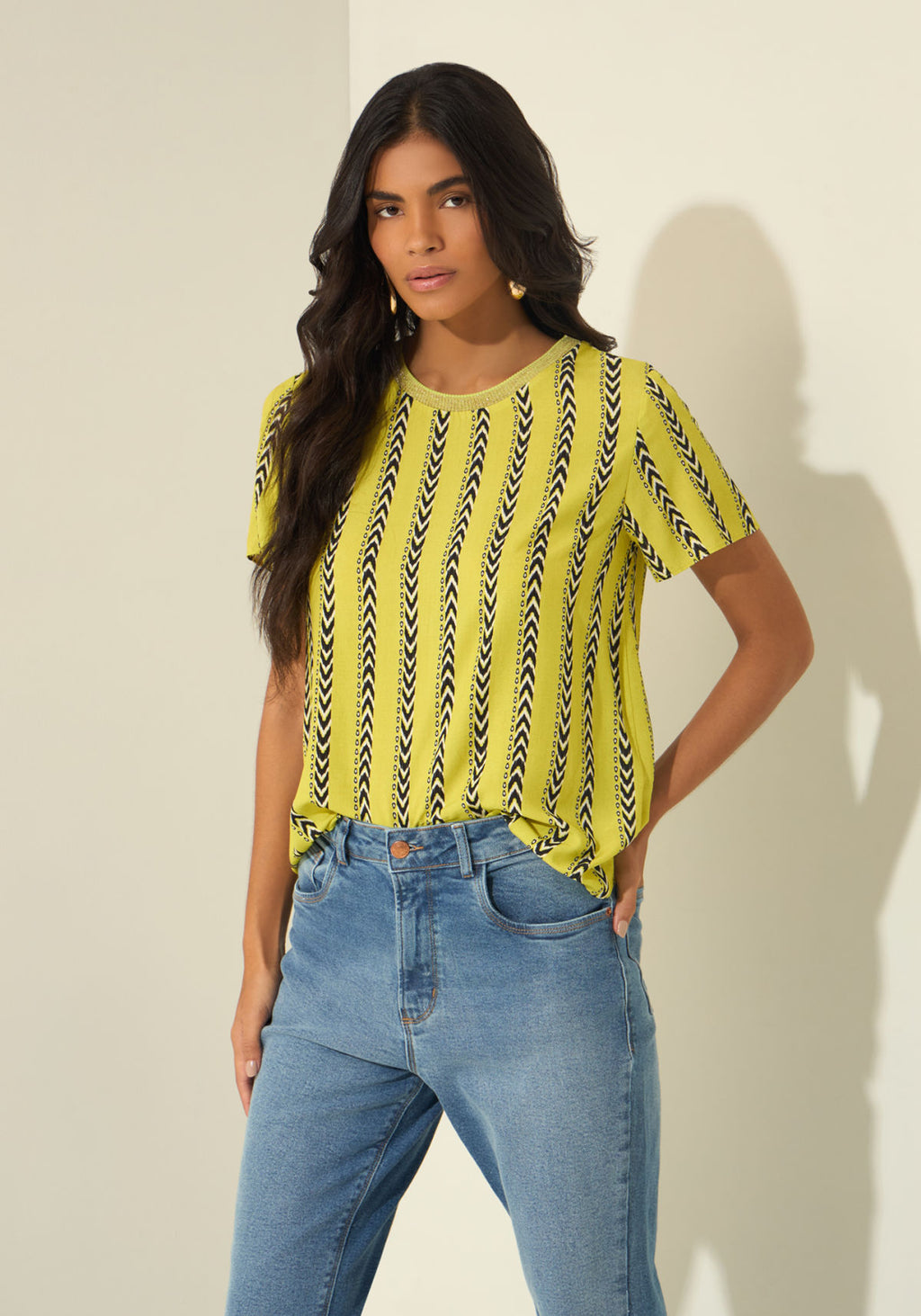 Blusa De Mangas Curtas Estampada Lez A Lez Feminino 3531E