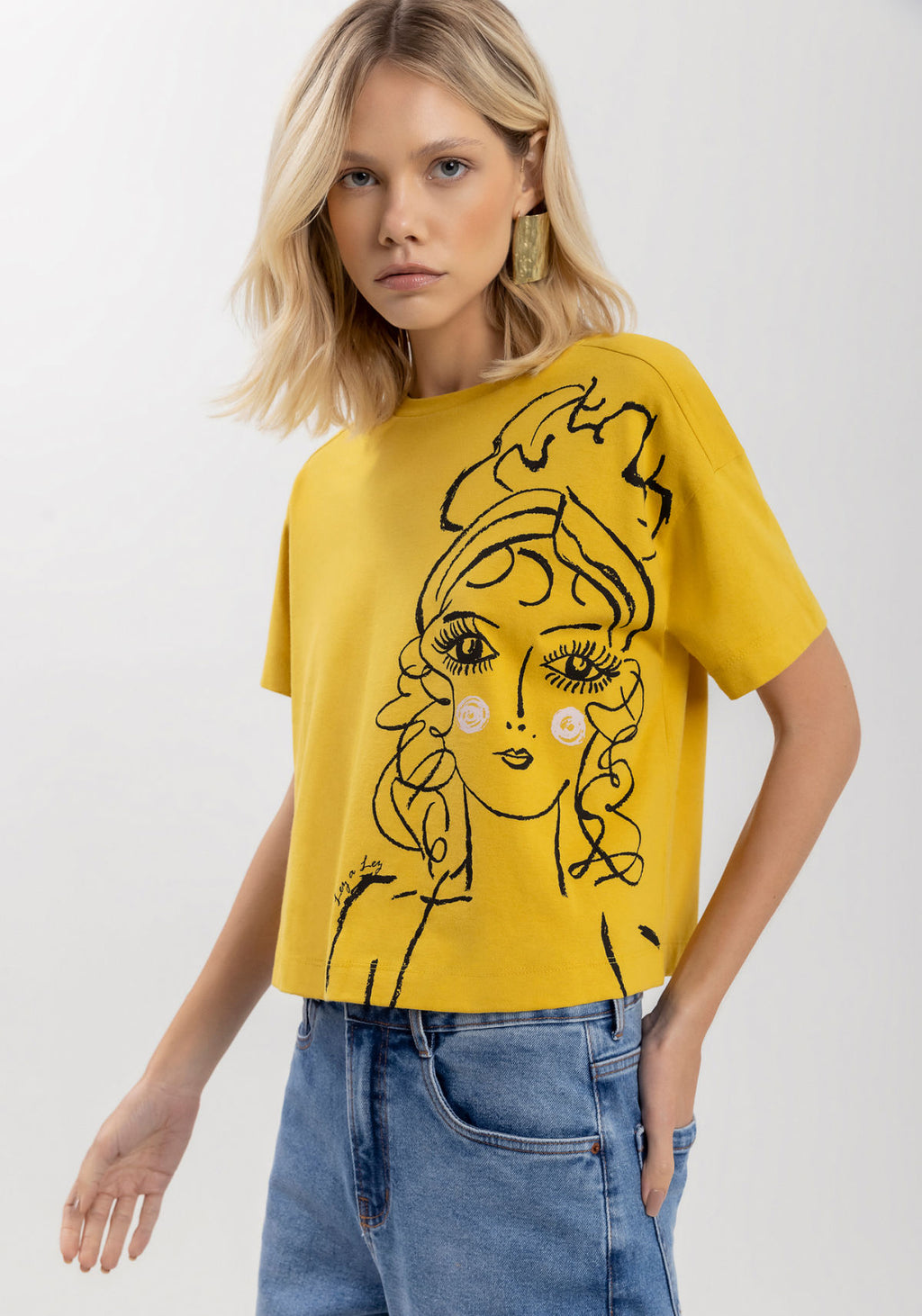 Blusa Manga Curta Estampa Local Lez a Lez Feminino 7199E