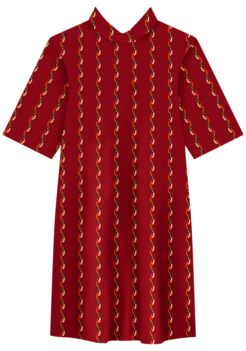 Vestido Curto Estampado Com Gola Lez A Lez Feminino 7268E
