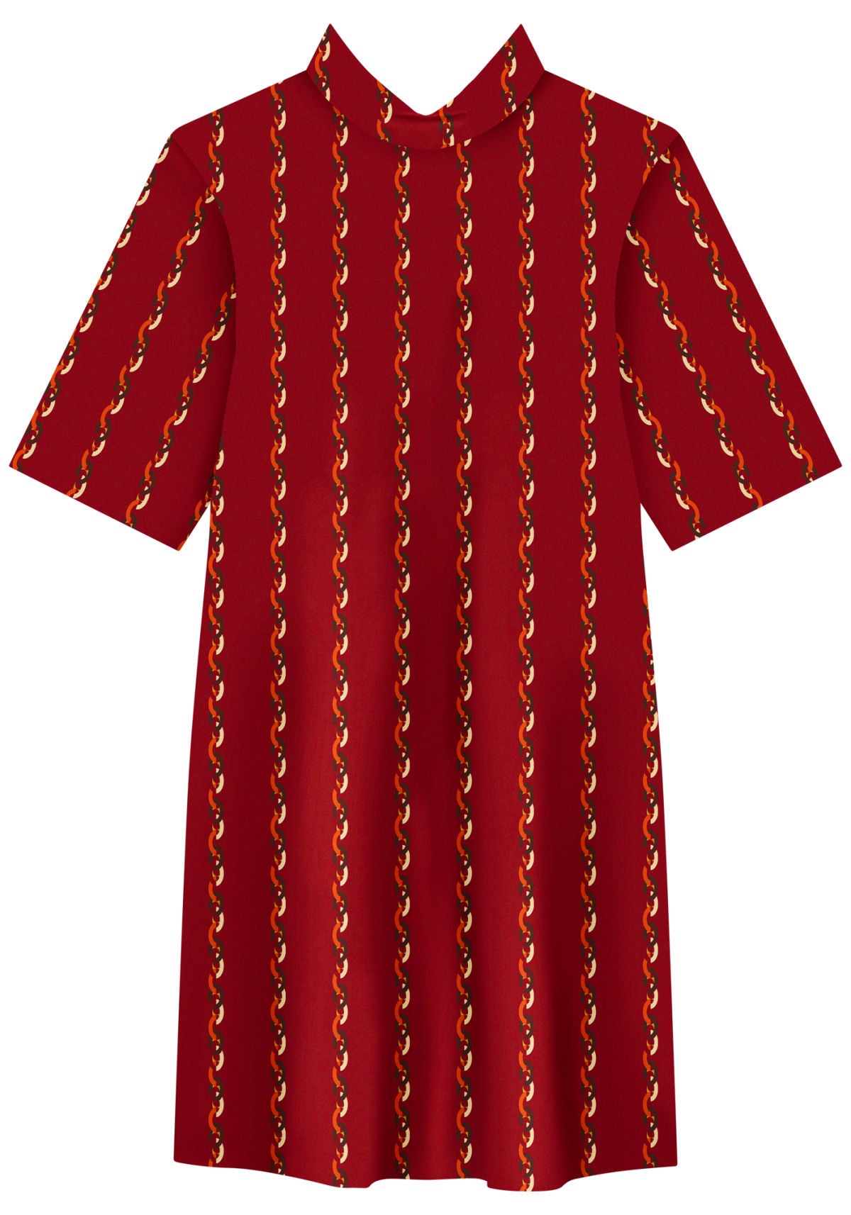 Vestido Curto Estampado Com Gola Lez A Lez Feminino 7268E