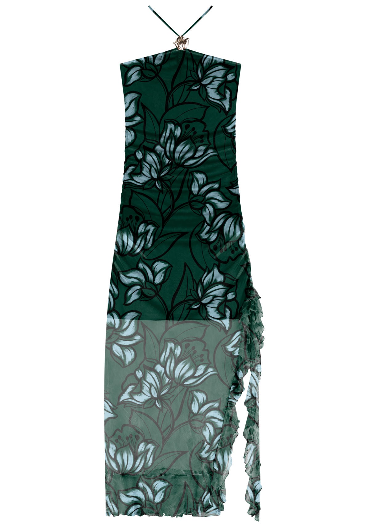 Vestido Longo Em Tule Estampado Lez A Lez Feminino 7518E