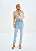 Calça Jeans Mom Cropped Cintura Lez A Lez Feminino 9388L