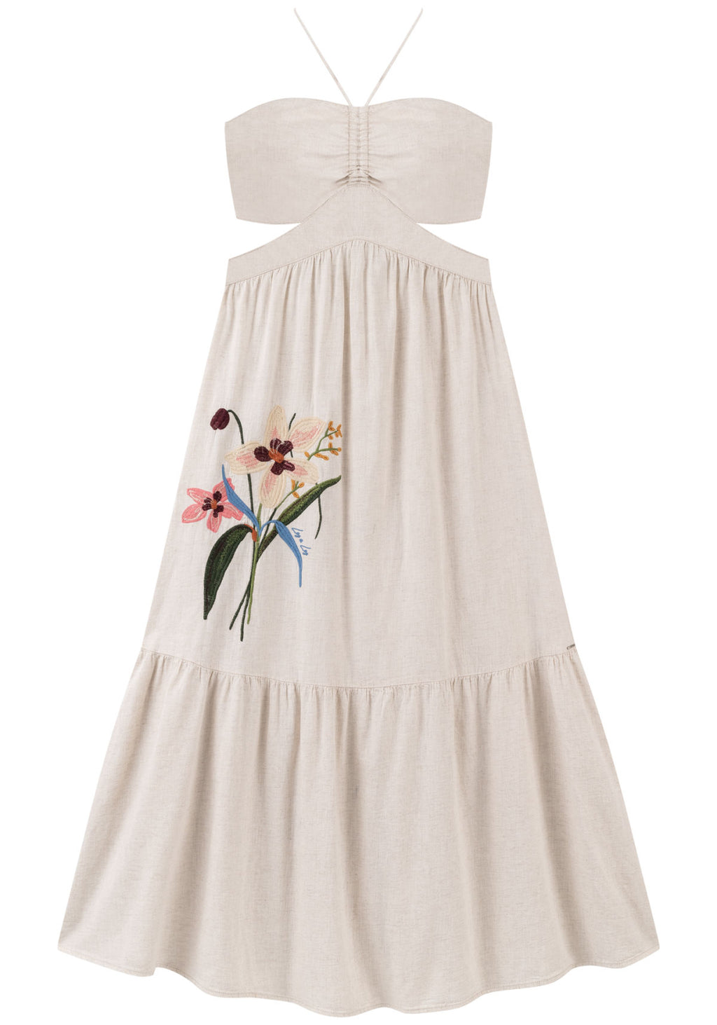 Vestido Longo Frente Única Em Linho Lez A Lez Feminino 0179E