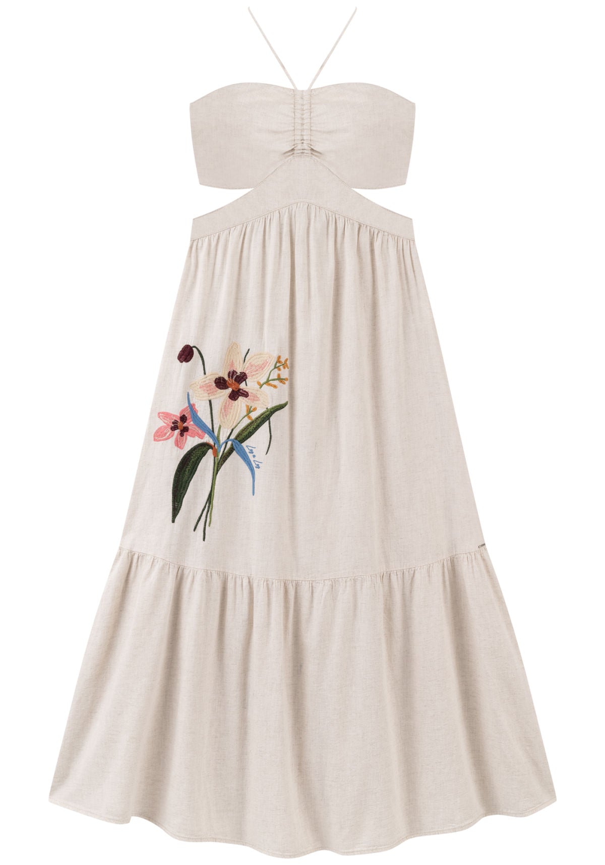 Vestido Longo Frente Única Em Linho Lez A Lez Feminino 0179E