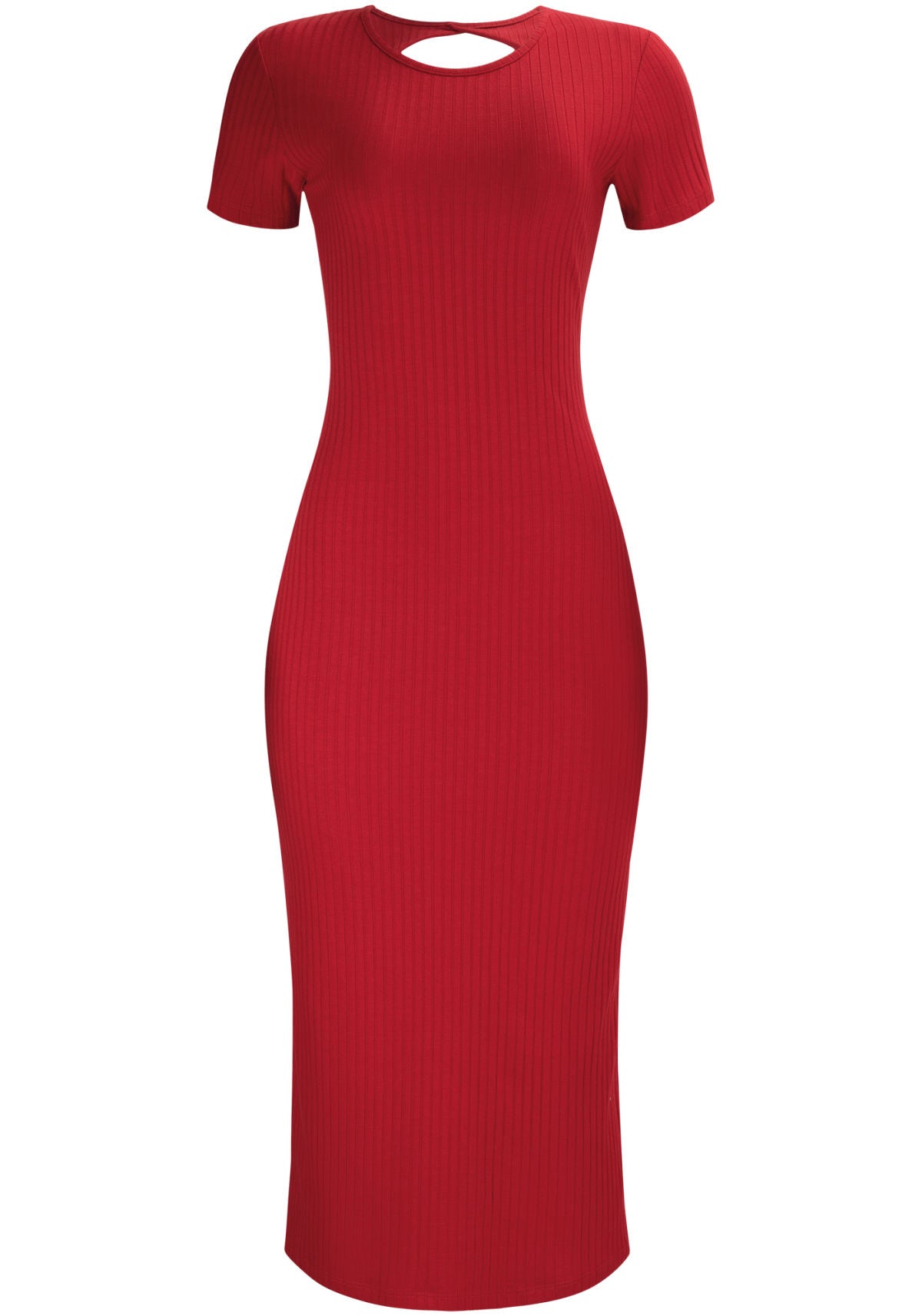 Vestido Midi Canelado com Recorte Lez A Lez Feminino 6901L