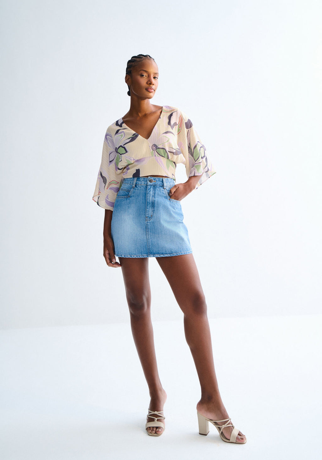 Saia Jeans Curta Cintura Alta Lez A Lez Feminino 0056E