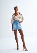 Saia Jeans Curta Cintura Alta Lez A Lez Feminino 0056E