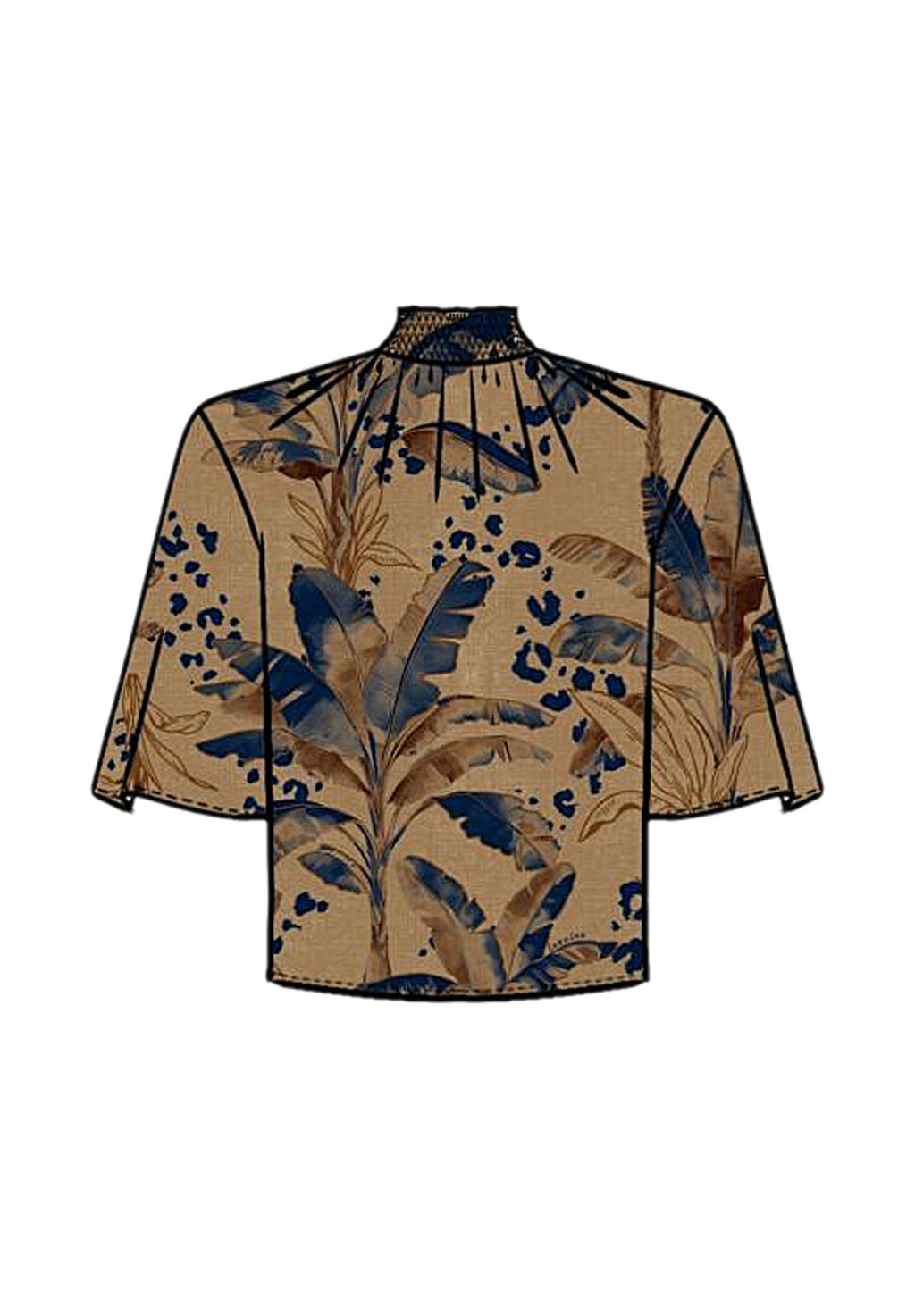Blusa De Mangas Amplas Com Gola Lez A Lez Feminino 9497E
