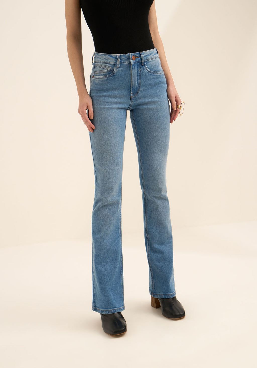 Calça Boot Cut Jeans De Cintura Lez A Lez Feminino 1620E