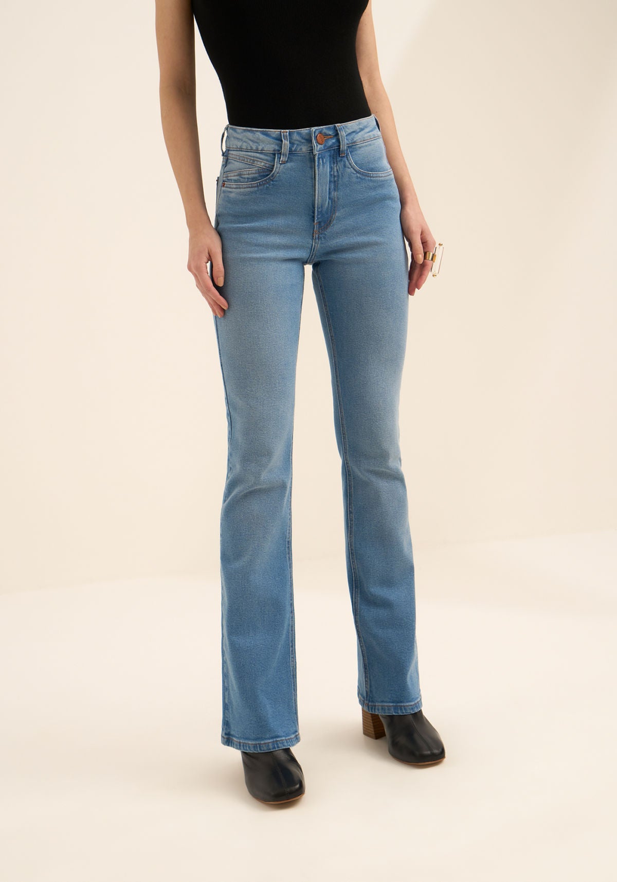 Calça Boot Cut Jeans De Cintura Lez A Lez Feminino 1620E