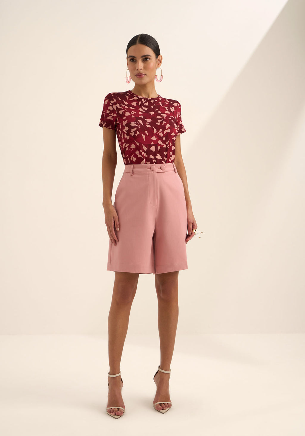 Blusa Estampada De Mangas Curtas Lez A Lez Feminino 9357E