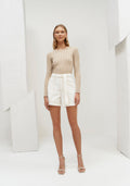 Shorts Sarja Mom Cintura Alta Lez A Lez Feminino 2312L