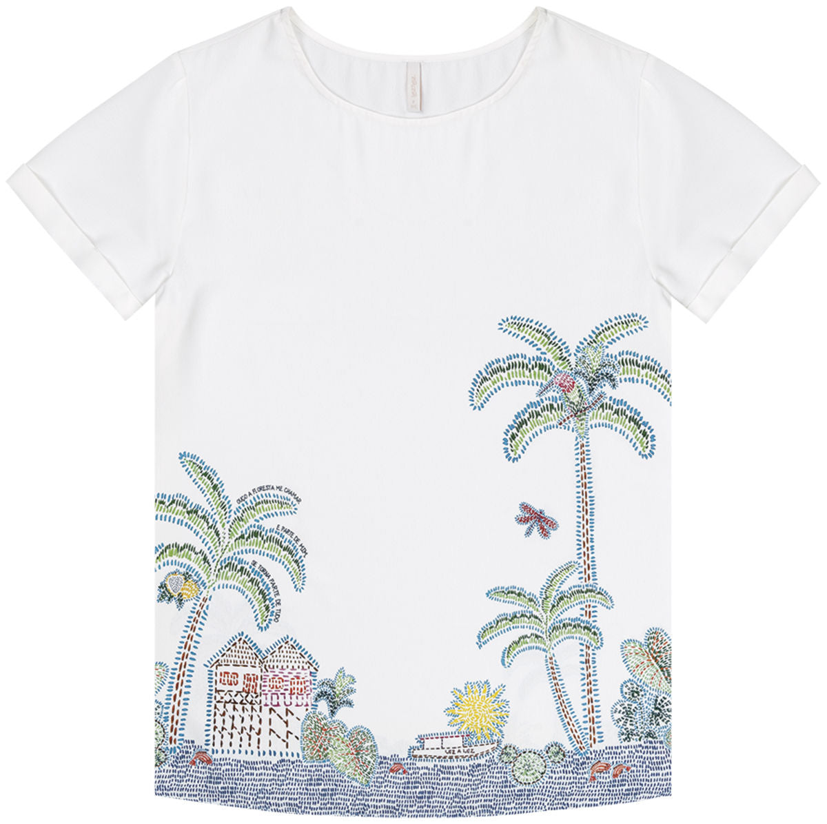 Blusa Manga Curta em Tecido Plano Lez A Lez Feminino 7290L