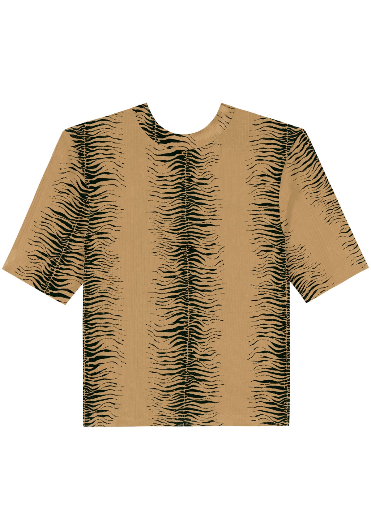 Blusa Estampada Canelada De Mangas Lez A Lez Feminino 9344E