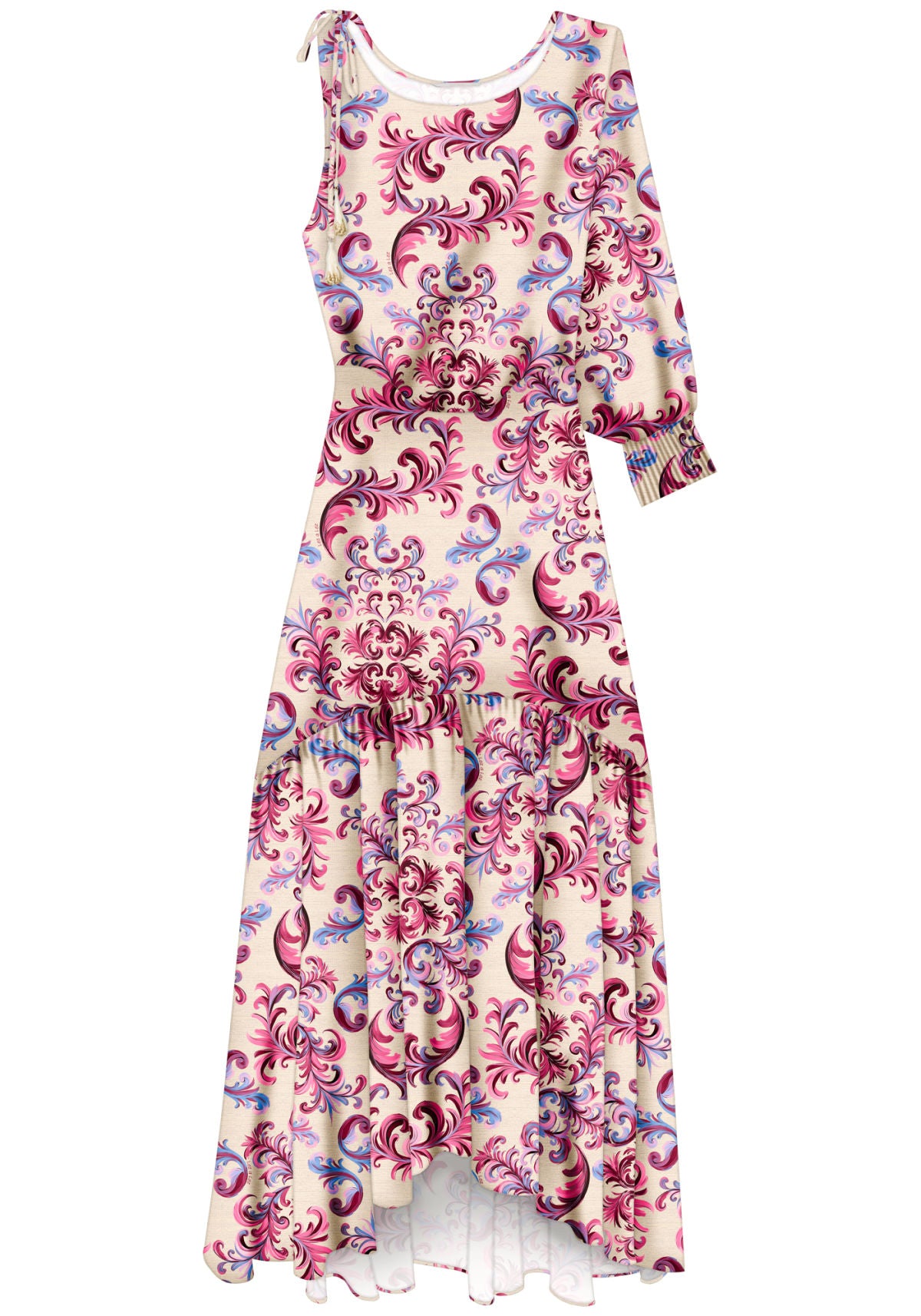 Vestido Longo Com Manga Única Lez A Lez Feminino 7743E