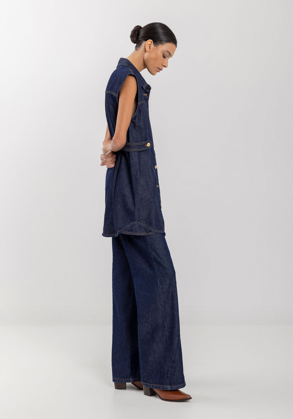 Colete Jeans Alongado Com Botões Lez A Lez Feminino 0832E