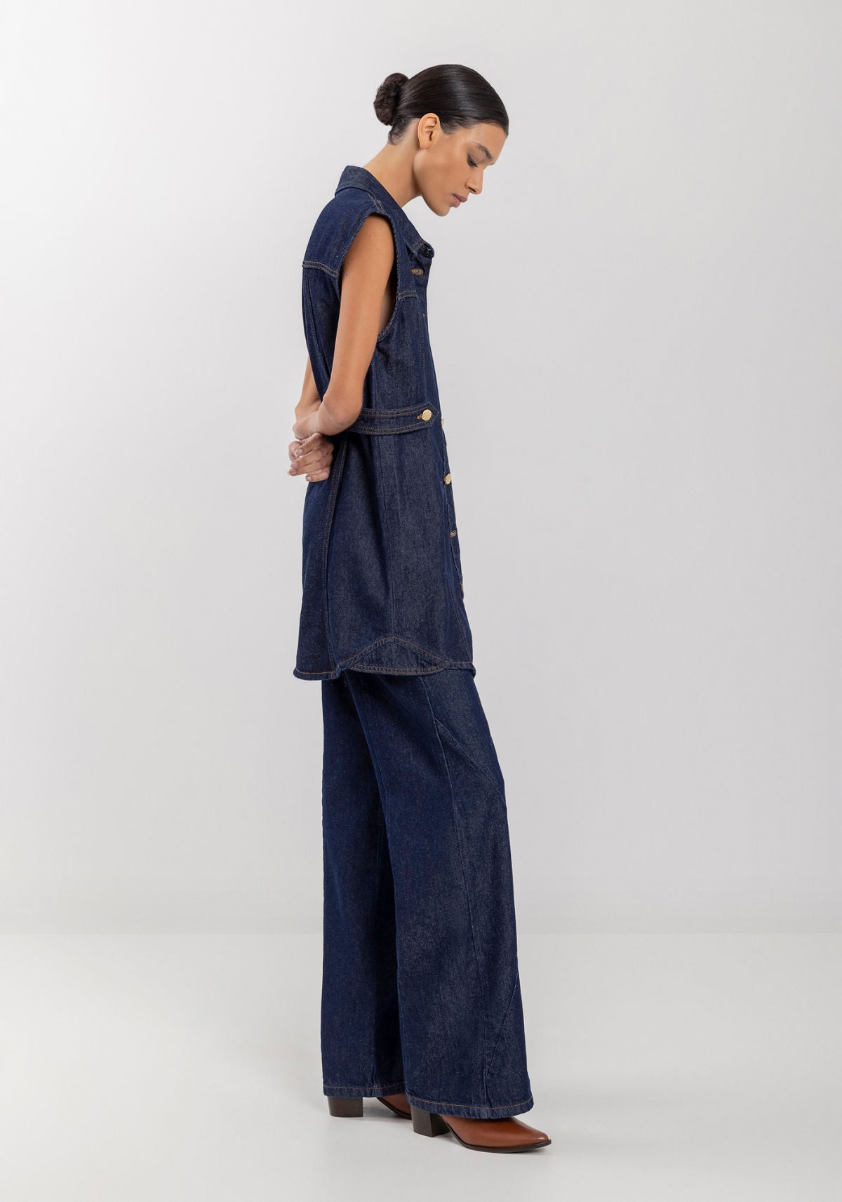 Colete Jeans Alongado Com Botões Lez A Lez Feminino 0832E