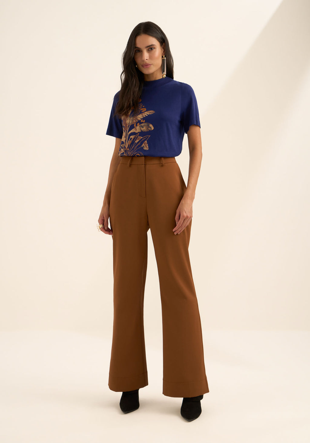 T-shirt Com Gola Em Malha Liocel Lez a Lez Feminino 9477E