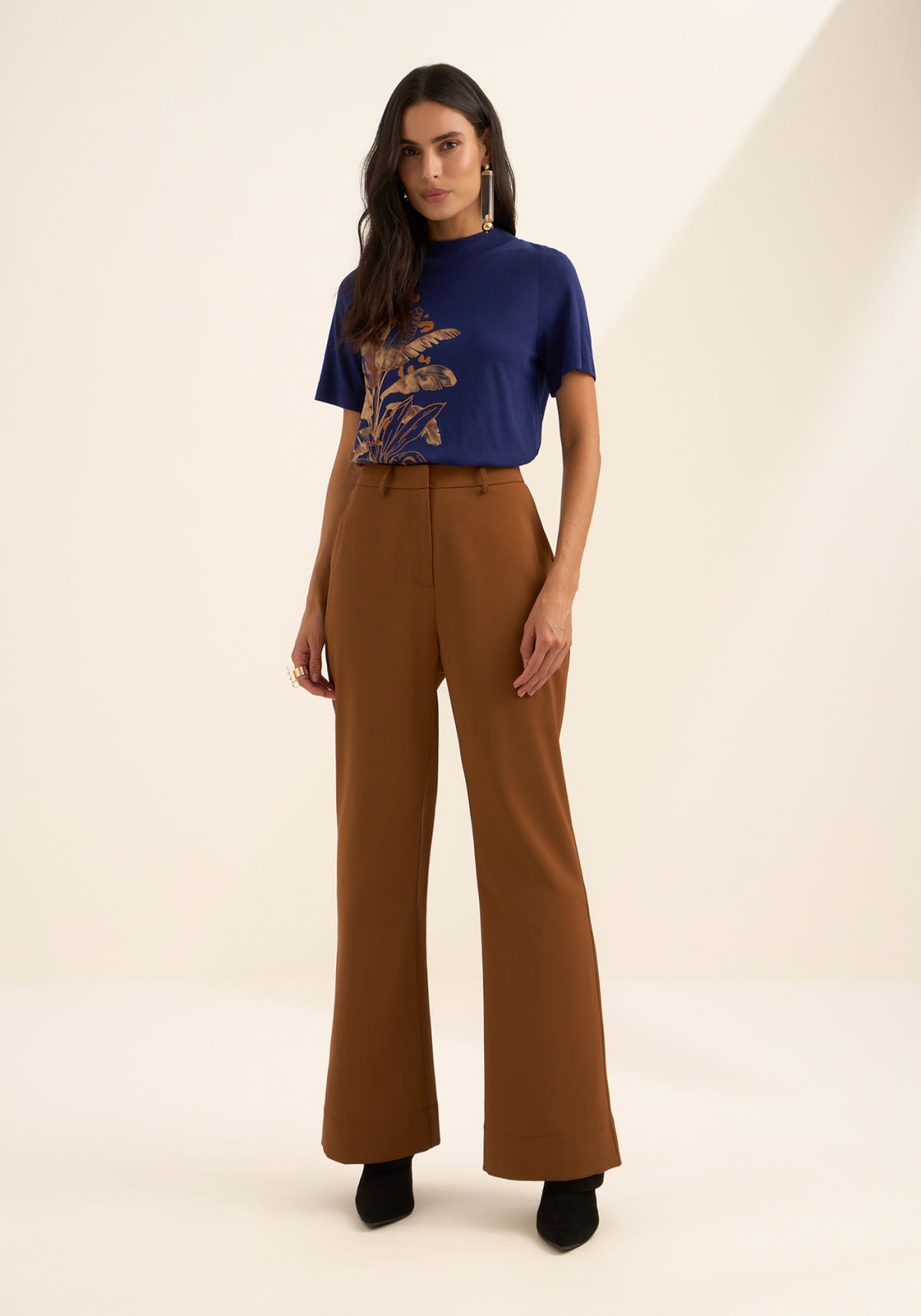 T-shirt Com Gola Em Malha Liocel Lez a Lez Feminino 9477E