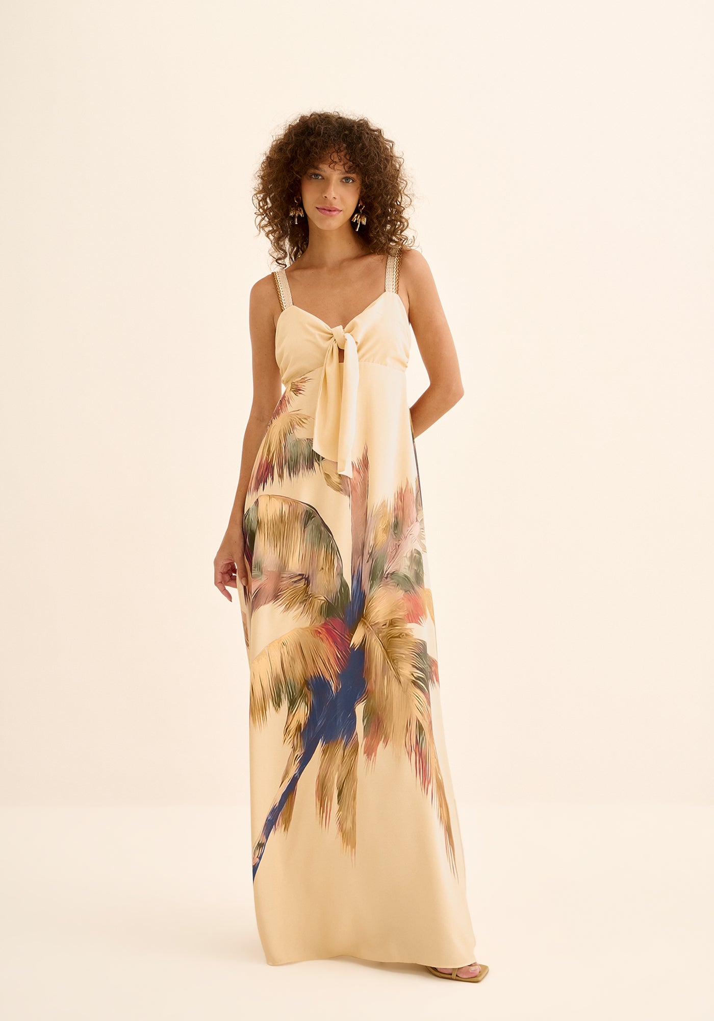 Vestido Estampado De Alças Longo Lez a Lez Feminino 5855e