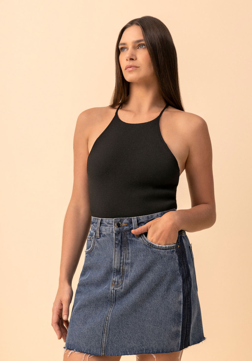 Saia Jeans Curta Com Cintura Alta Lez A Lez Feminino 2328E