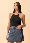Saia Jeans Curta Com Cintura Alta Lez A Lez Feminino 2328E