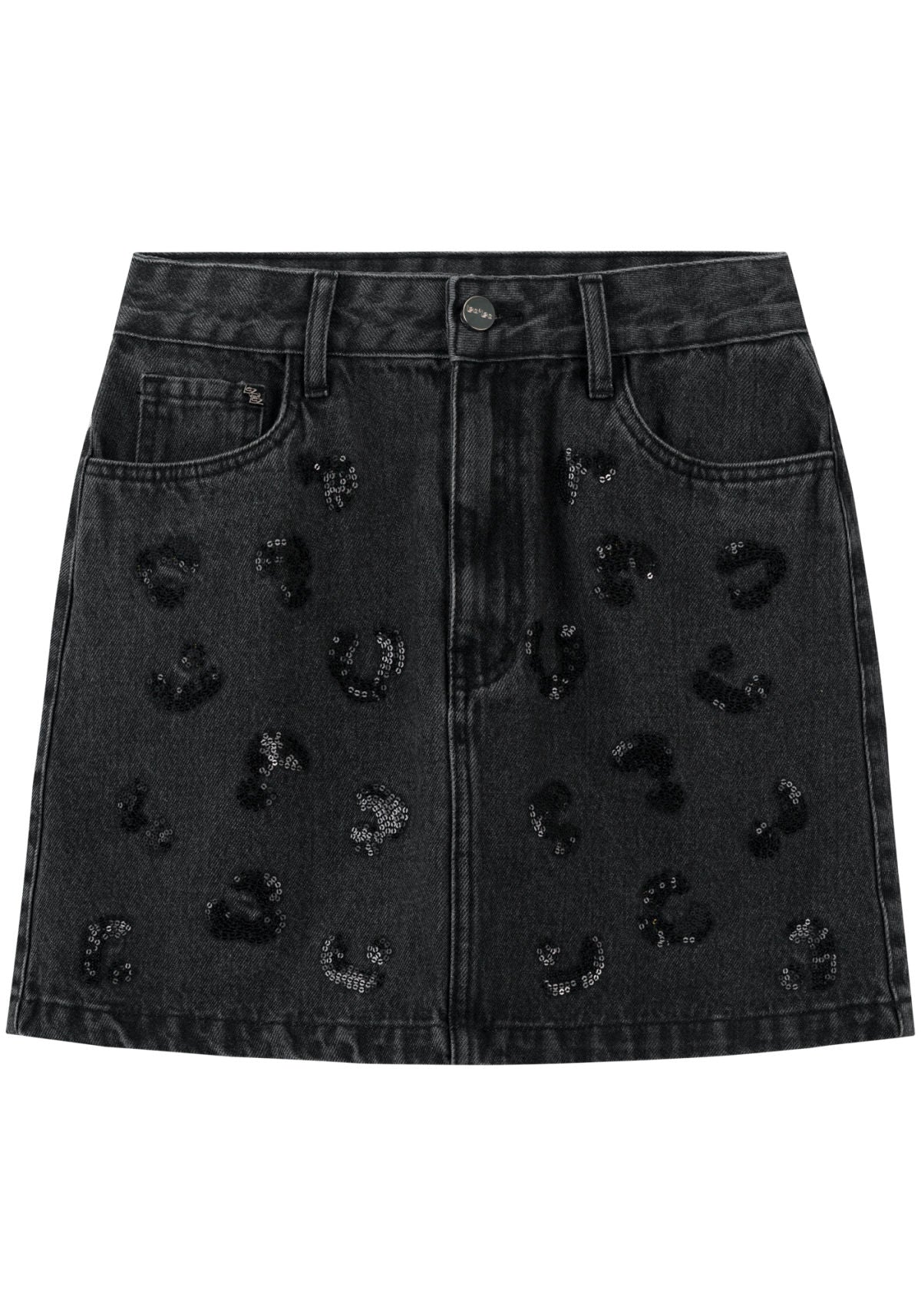Saia Jeans Curta Com Bordados Lez A Lez Feminino 1003E