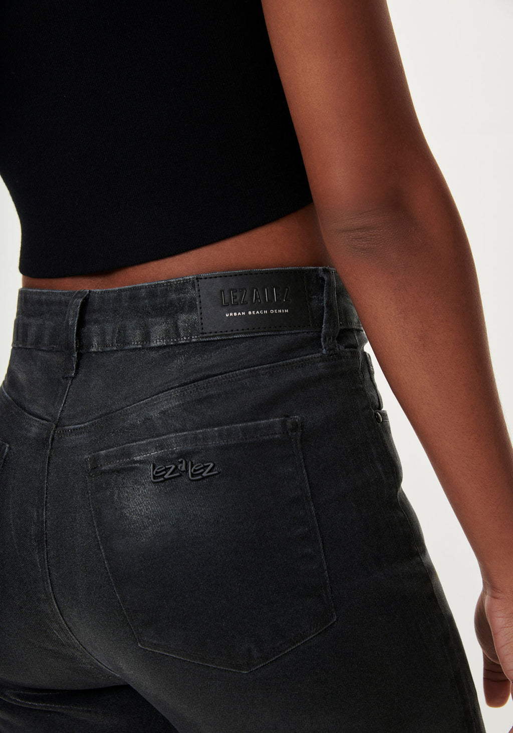 Calça Jeans Skinny Cropped Preta Lez A Lez Feminino 7929L