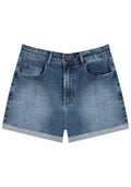 Shorts Jeans Mom Super Alto Lez A Lez Feminino 7973L