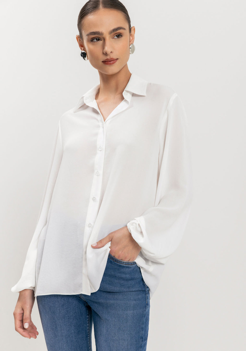 Camisa Lisa Alongada Com Mangas Lez A Lez Feminino 9163E