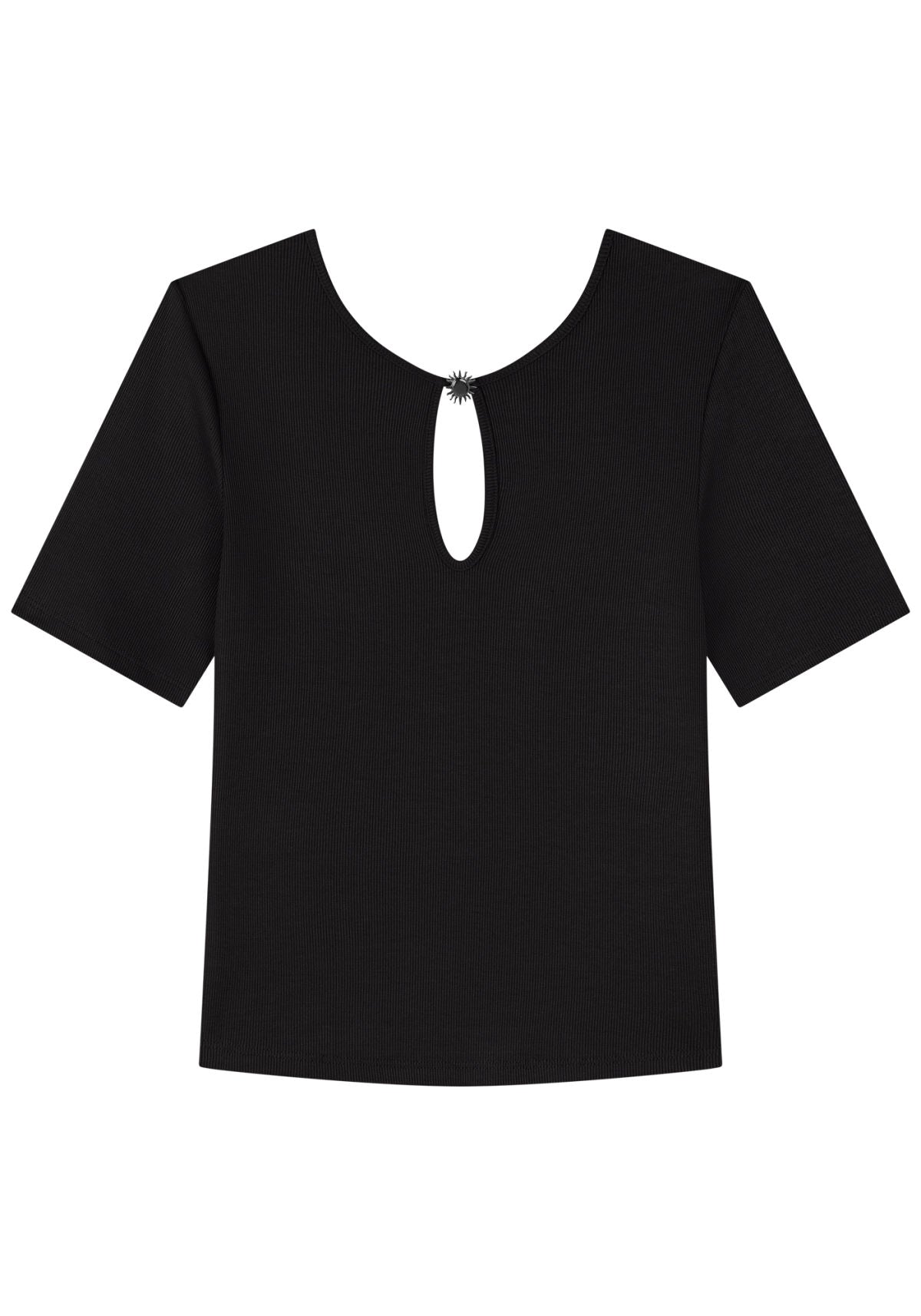 Blusa Canelada De Mangas Curtas Lez A Lez Feminino 5081E