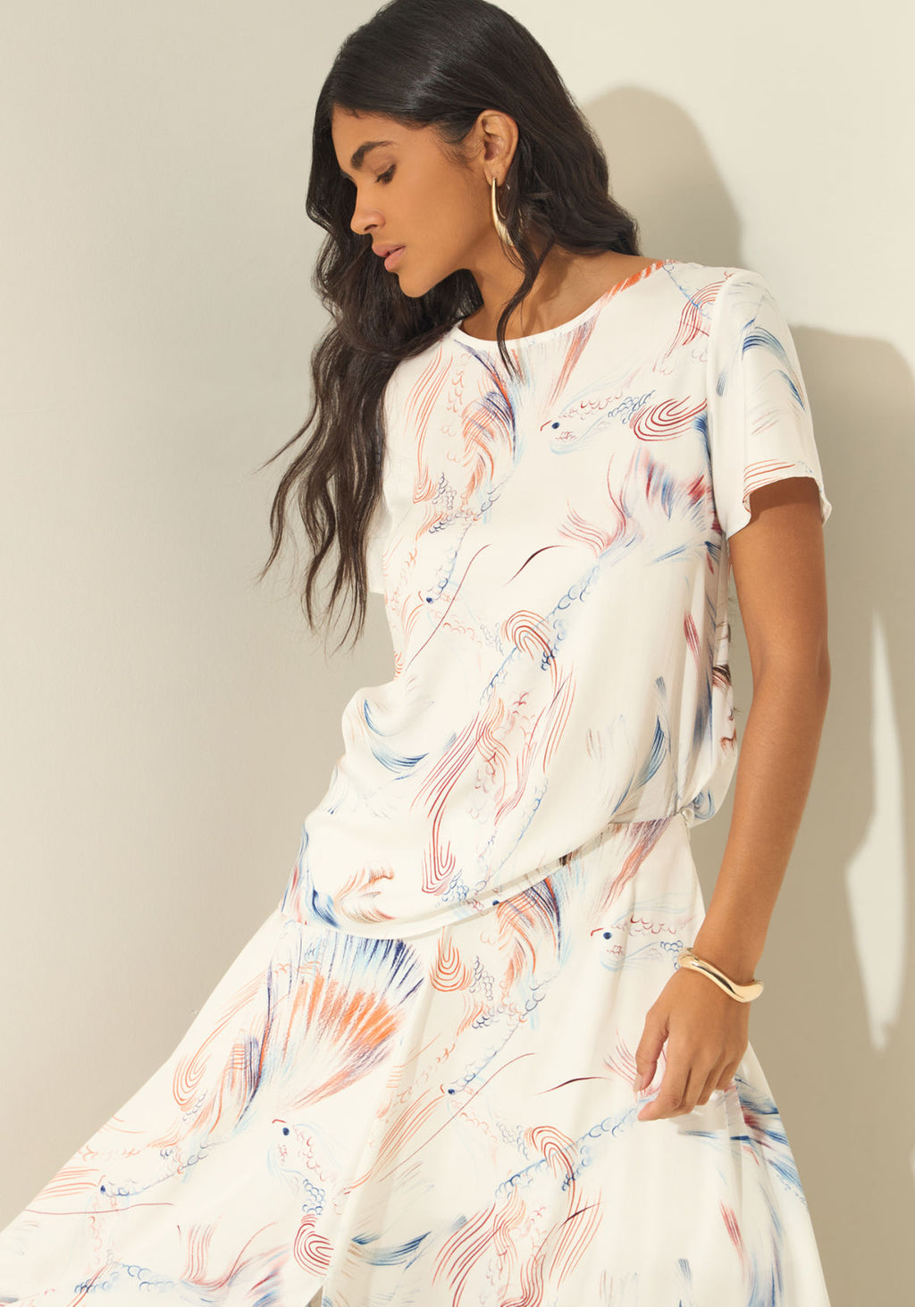 Blusa De Mangas Curtas Estampada Lez A Lez Feminino 3536E