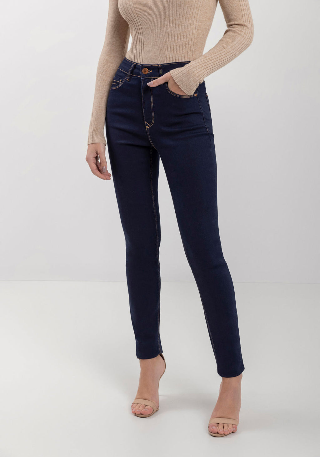 Calça Jeans Skinny De Cintura Alta Lez A Lez Feminino 9498L