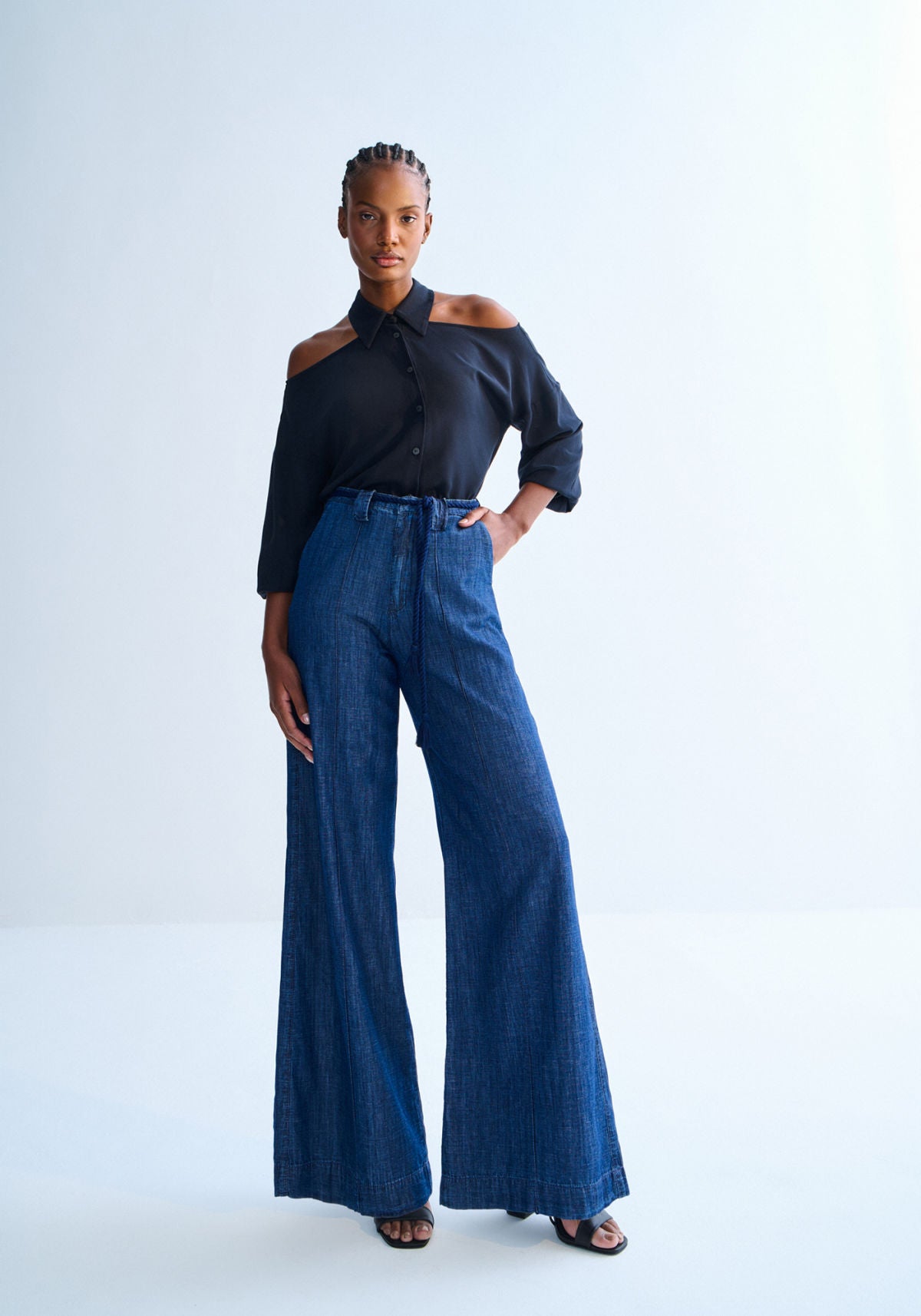 Calça Jeans Pantalona Alfaiataria Lez A Lez Feminino 0018E