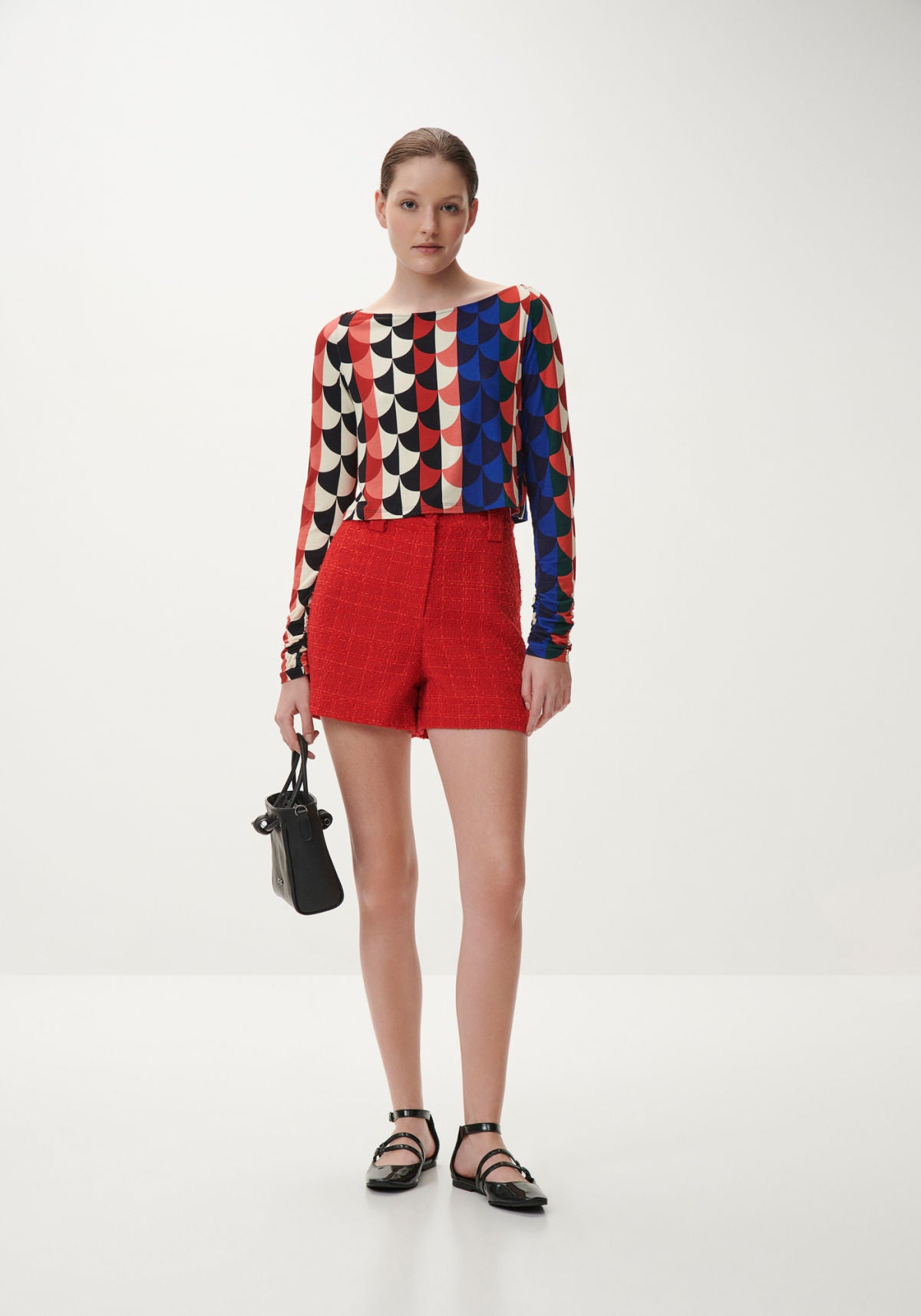 Blusa Manga Longa Cropped Franzido Lez A Lez Feminino 5521L