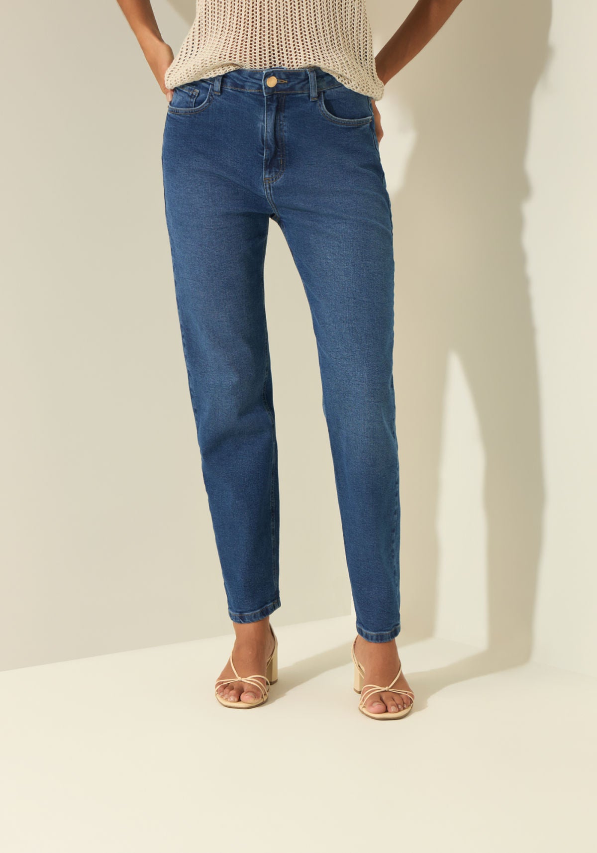 Calça Mom Jeans Com Elastano Lez A Lez Feminino 0223E