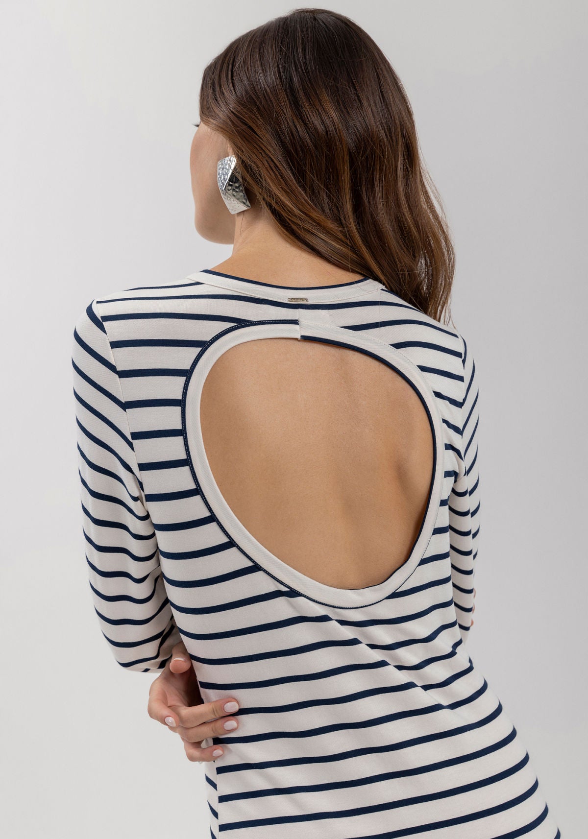 Vestido Midi Chá Listrado Lez A Lez Feminino 7301E