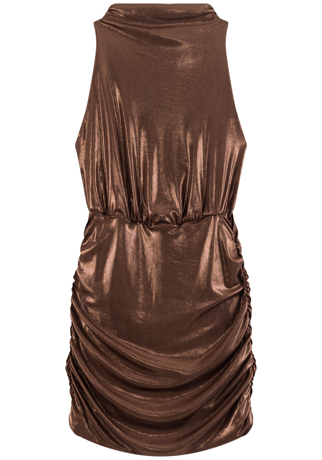 Vestido Curto Drapeado Com Gola Lez A Lez Feminino 7735E