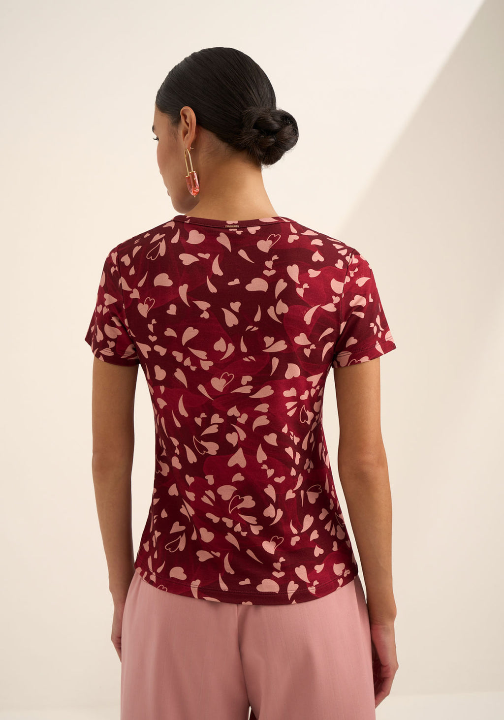 Blusa Estampada De Mangas Curtas Lez A Lez Feminino 9357E