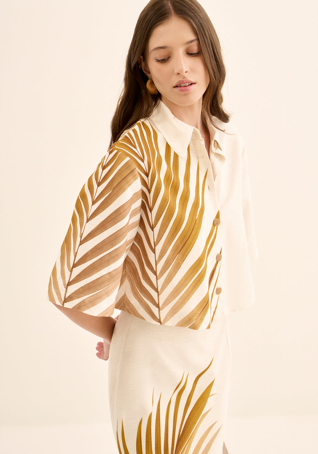 Camisa Estampada Com Mangas Curtas Lez a Lez Feminino 5694E
