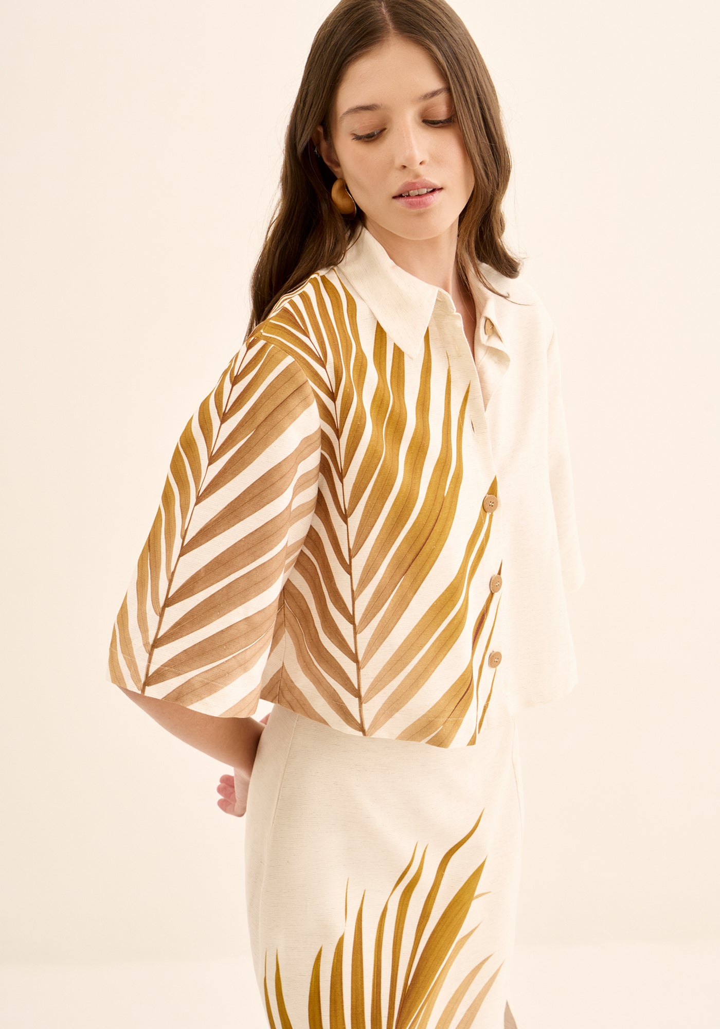 Camisa Estampada Com Mangas Curtas Lez a Lez Feminino 5694E